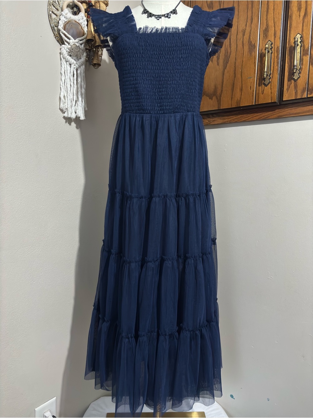 Baltic Born Emma Smocked Tiered Maxi Dress - Classic Navy